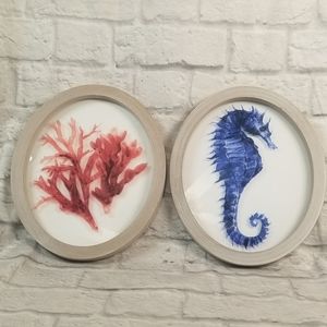 Lot of 2 Glass Nautical Wall Art